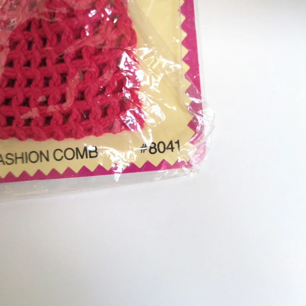 Vtg 80s Goody Fashion‎ Comb Crochet Bows Red Blue Fabu Fabrics 8041 Set 2